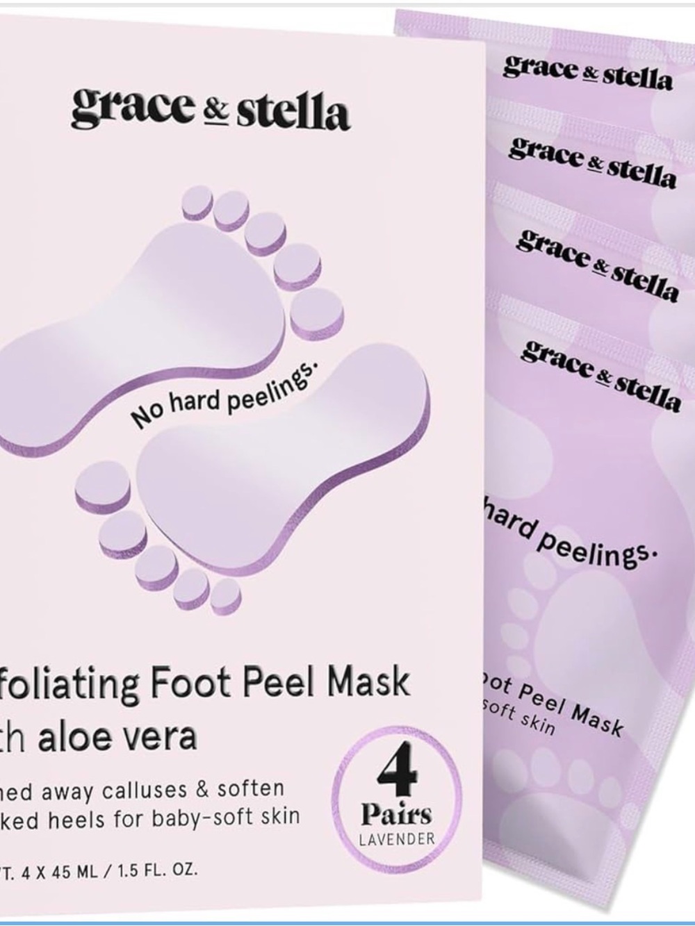 NIB - Grace & Stella Lavender Exfoliating Foot Peel Mask 4 Pack